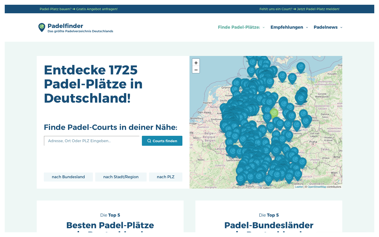 Padelfinder — padel court map of Germany